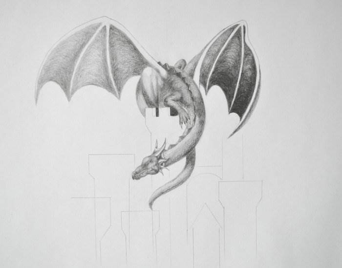 рисовать дракона карандашом
