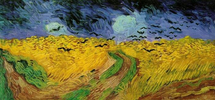 Пшеничное поле с воронами картина Ван Гога