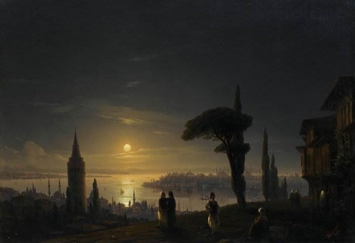 Айвазовский - Галатская башня в лунную ночь