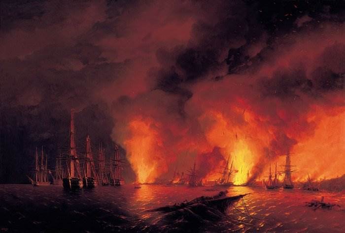 Айвазовский - Синопский бой 18 октября 1853 года