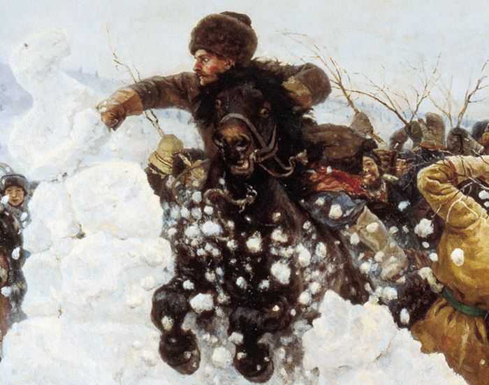 Фрагмент картины Сурикова Взятие снежного городка Всадник