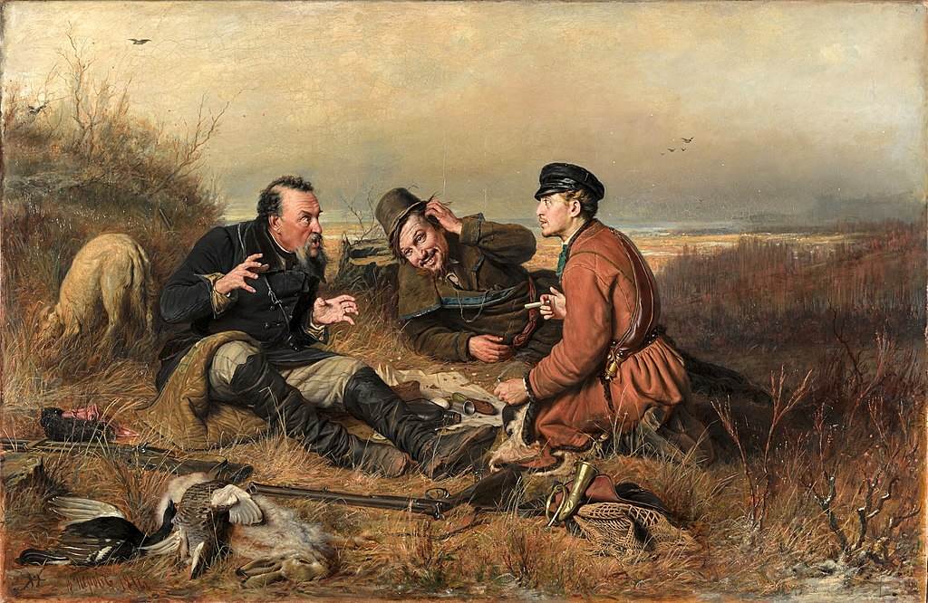 Охотники на привале картина Перова