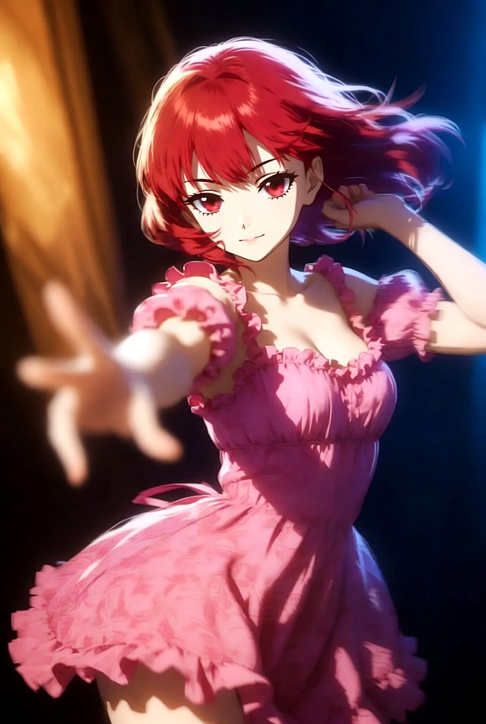 Вайфу в розовом платье