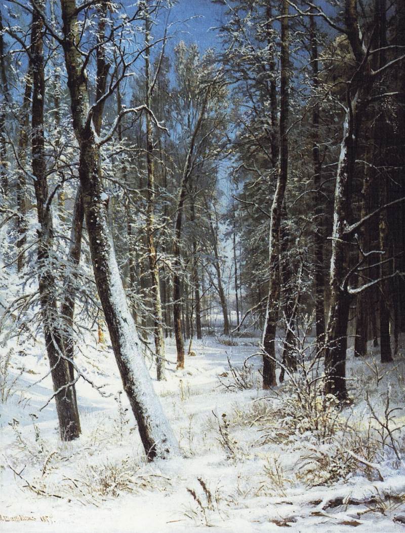 Картина Шишкина Зима в лесу. Иней