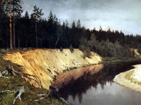 Картина Лесистый берег Левитан