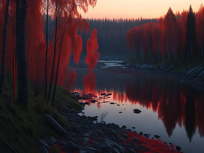 Утренний лес осенью