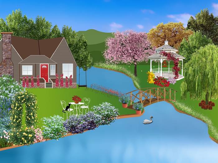 Беседка в саду загородного дома