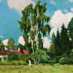 Домик с красной крышей картина Рылова