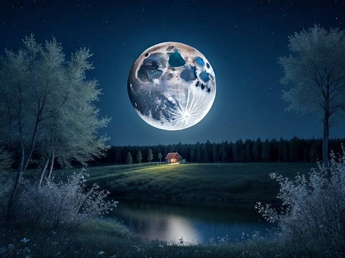Луна над лесом летней ночью