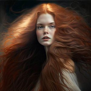 Девушка с длинными рыжими волосами
