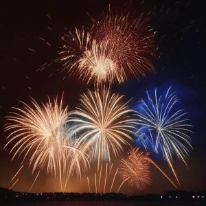 Красочный фейерверк в ночном небе