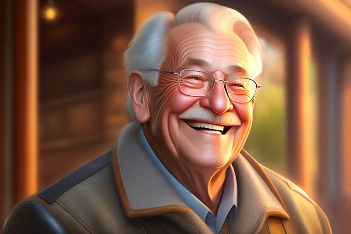 Пожилой мужчина смеётся