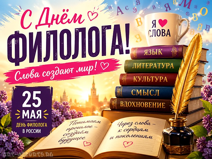 Поздравления с Днём филолога коллегам: тематические открытки