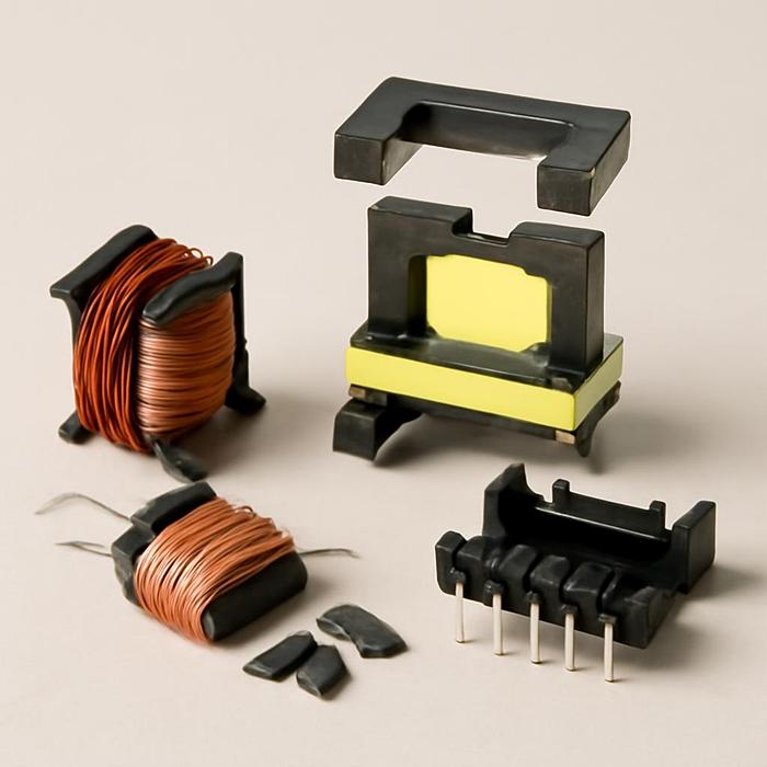 Процесс разборки импульсного трансформатора на составные части