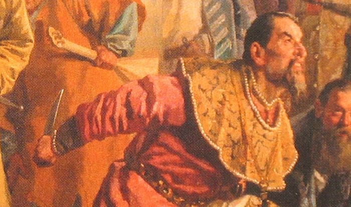 Фрагмент картины Опричники Неврева - Иван Грозный