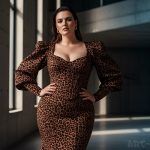 Модель плюс-сайз в платье