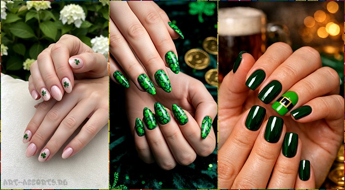 Женский маникюр на День святого Патрика