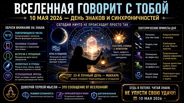 Знаки Вселенной 10 мая 2026 года